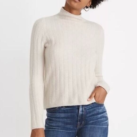 madewell size medium mock neck cream woman's sweater - Picture 1 of 9